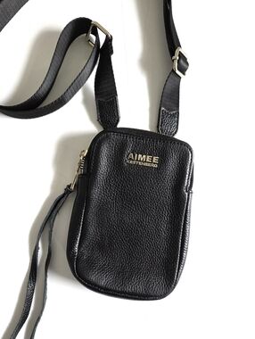 Aimee Kestenberg Crossbody Belt Bag Small Pebbled Leather Black Festival Purse
